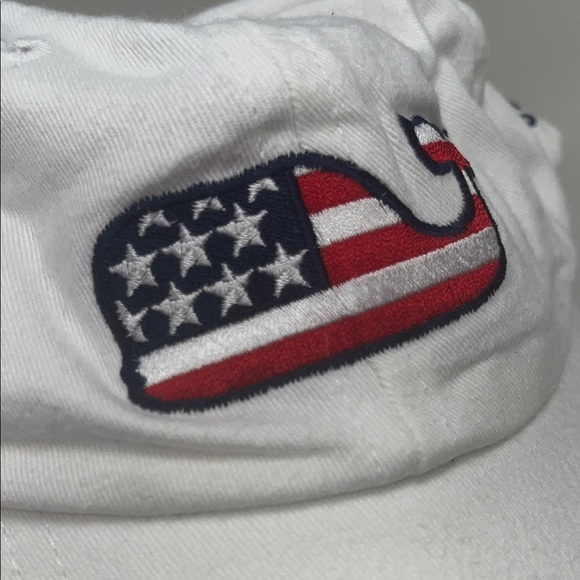 Vineyard Vines White Cap with Flag Whale Logo